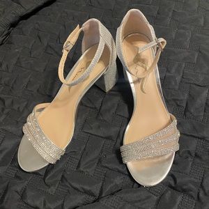 Silver block heels